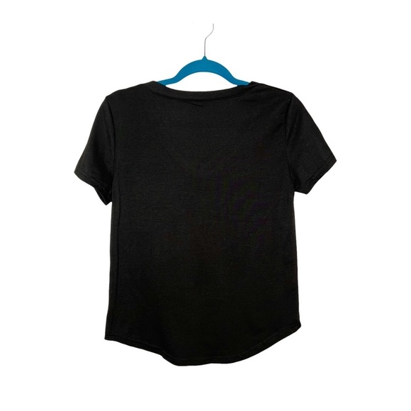Leopard Pocket Black Basic Round Hem Short Sleeve Tee Shirt - Picture 5 of 9